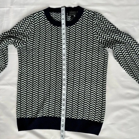 J. Crew Women Italian Cashmere Navy Blue and Mint Green Cropped Sleeve Sweater S - Picture 9 of 9